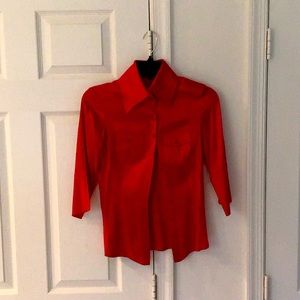 Bebe red silk blouse XS